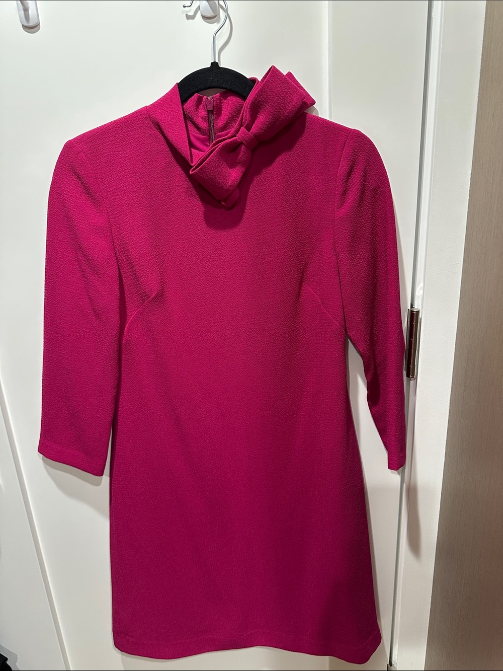 Eliza J Magenta Bow-Detail Long Sleeve Shift Dress